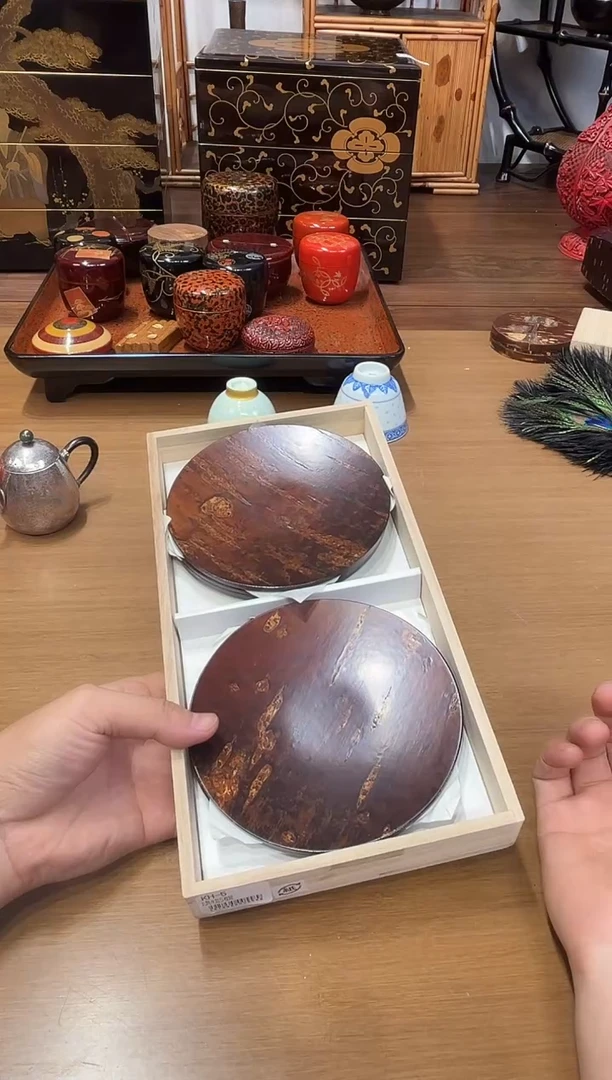 樱皮壶承 五片  大漆漆器大漆漆器
