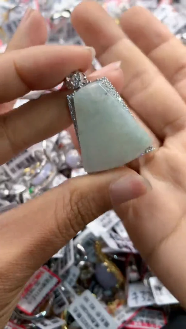 银S925镶嵌戒指翡翠7777    9