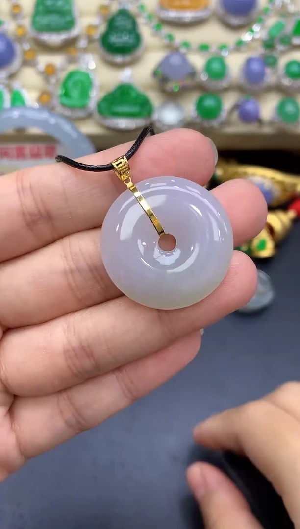 颈饰18K金镶嵌翡翠129-中国好珍宝