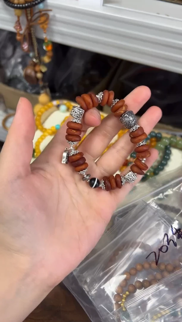 未镶嵌蜜蜡手链橘皮蜡老蜜蜡饼子配件款手链[1440]