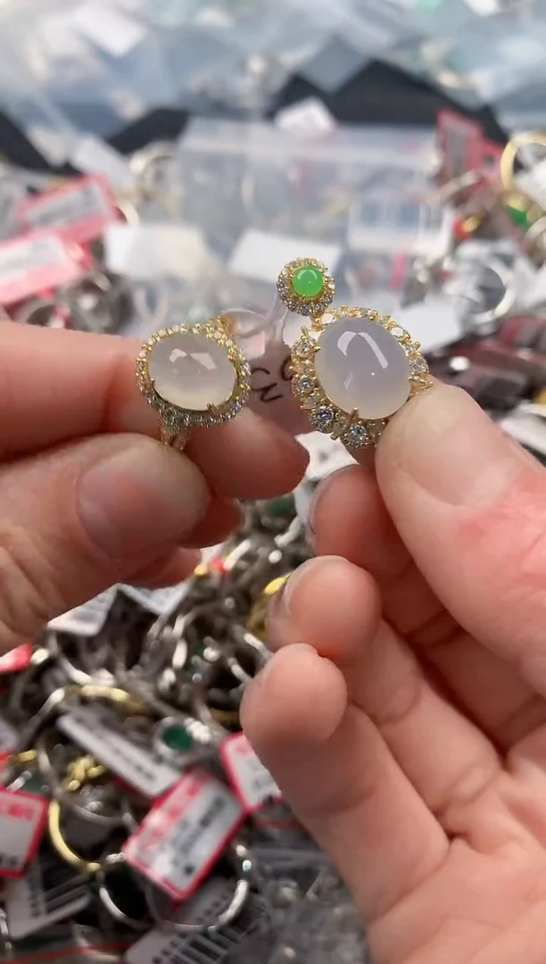 银S925镶嵌戒指翡翠555   3