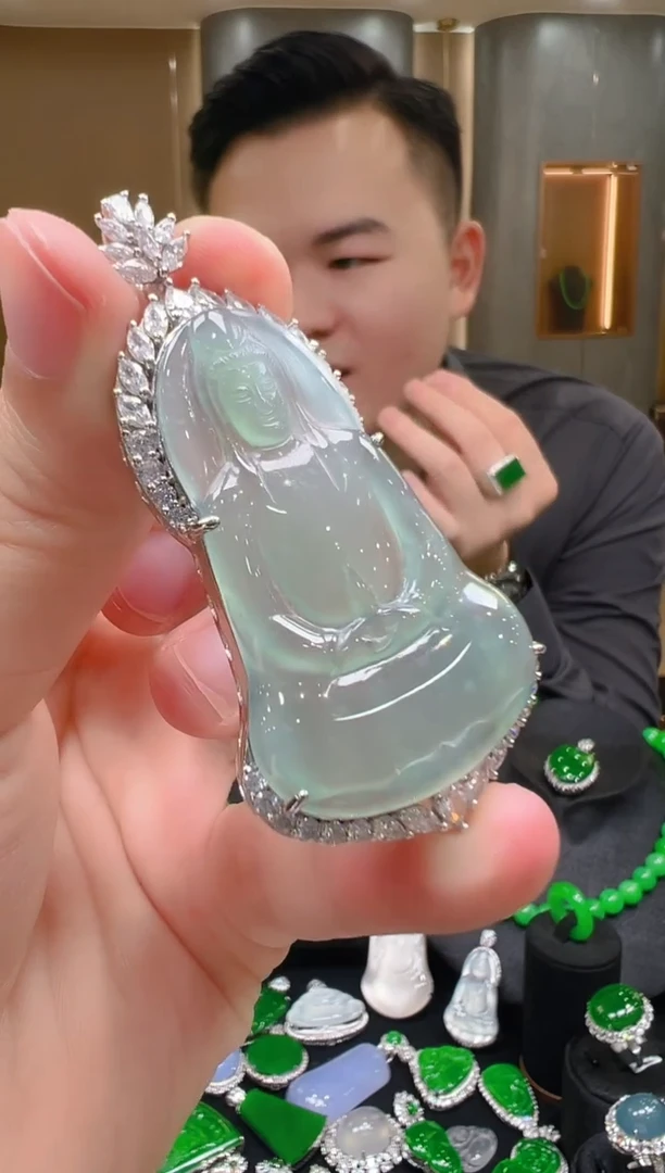 吊坠(不含链)银S925镶嵌翡翠天然A货翡翠多样性发一