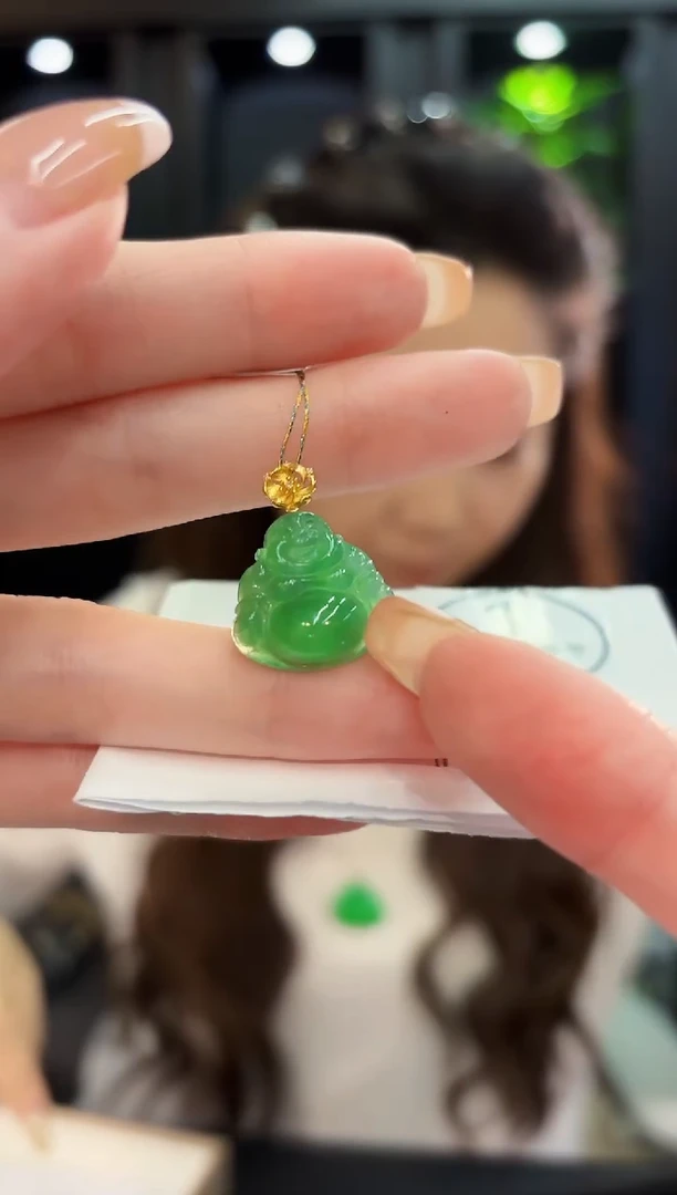 颈饰18K金镶嵌翡翠 缅料A货/支持复检/一件