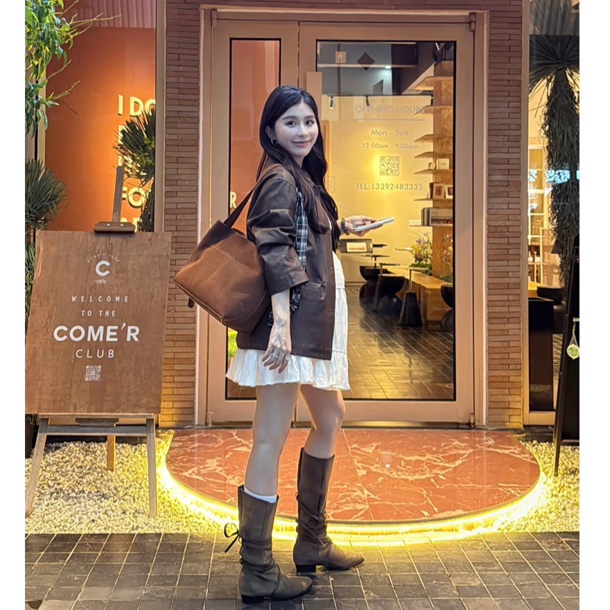 YPP!【诺丁山街角】经典韩系定制皮料复古翻领皮衣外套夹克