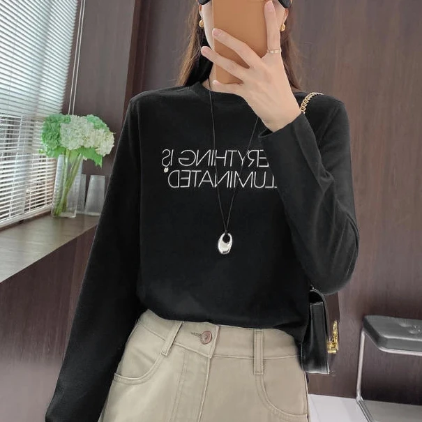 金小金自制女装 T恤DYW9792初秋韩版简约字母打底T恤上衣