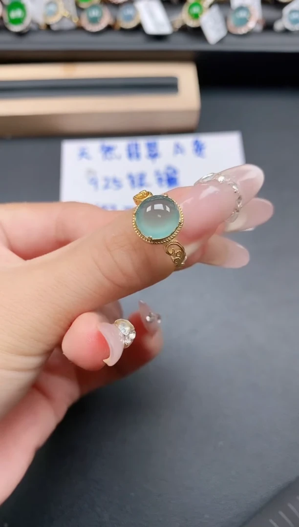 银S925镶嵌戒指翡翠111
