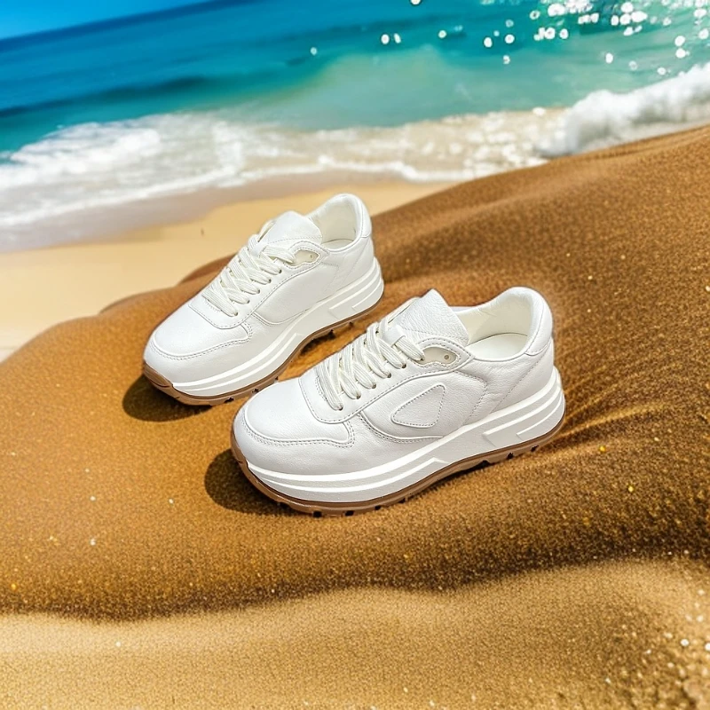 顶版老爹鞋女款2024新款厚底增高女鞋真皮百搭ins潮休闲小白鞋潮