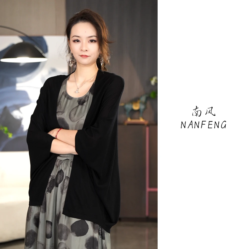 夏季新款显瘦百搭蝙蝠袖空调针织开衫外套2293