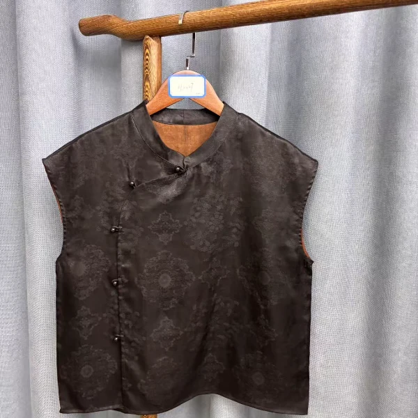 2025夏季新款时尚简约新中式桑蚕丝香云纱奥黛提花上衣女A228