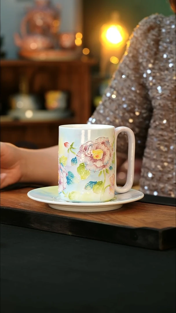 杯手绘心瓷陶瓷浮力