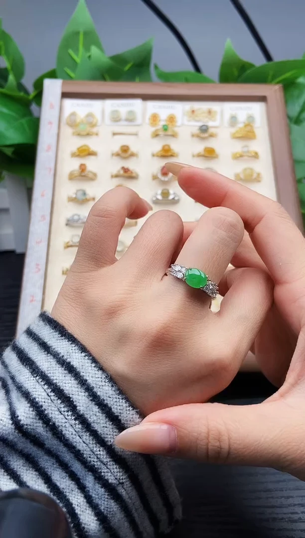 银S925镶嵌戒指翡翠12