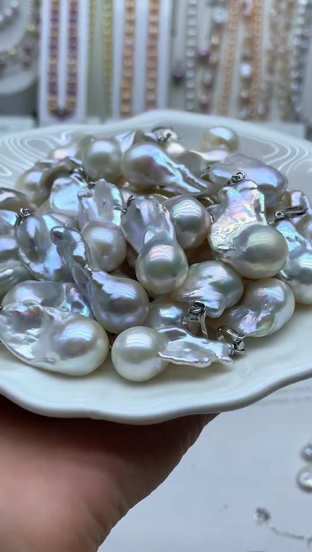 淡水珍珠银S925镶嵌吊坠(不含链)多样性发其一