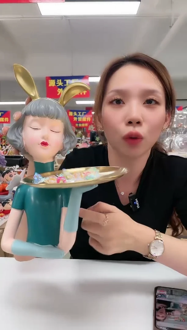 树脂【孤品仅一件】兔女郎摆件托盘