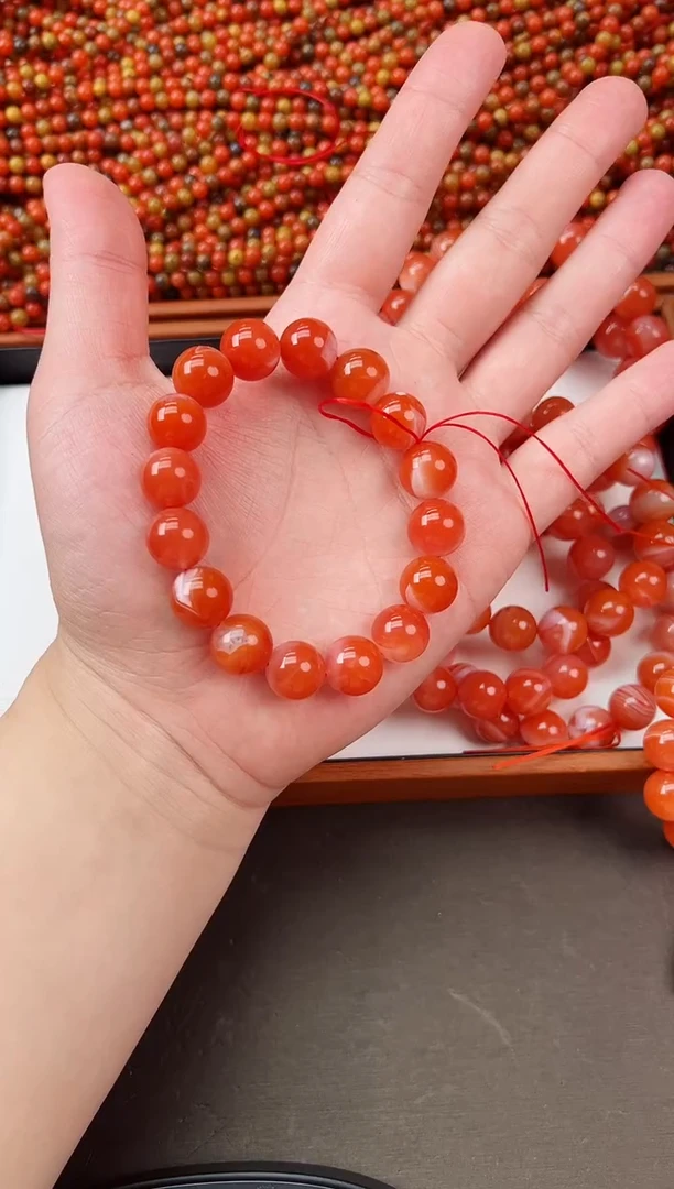 【闪购商品】南红玛瑙手串未镶嵌红白冰飘单圈手串 卡12+