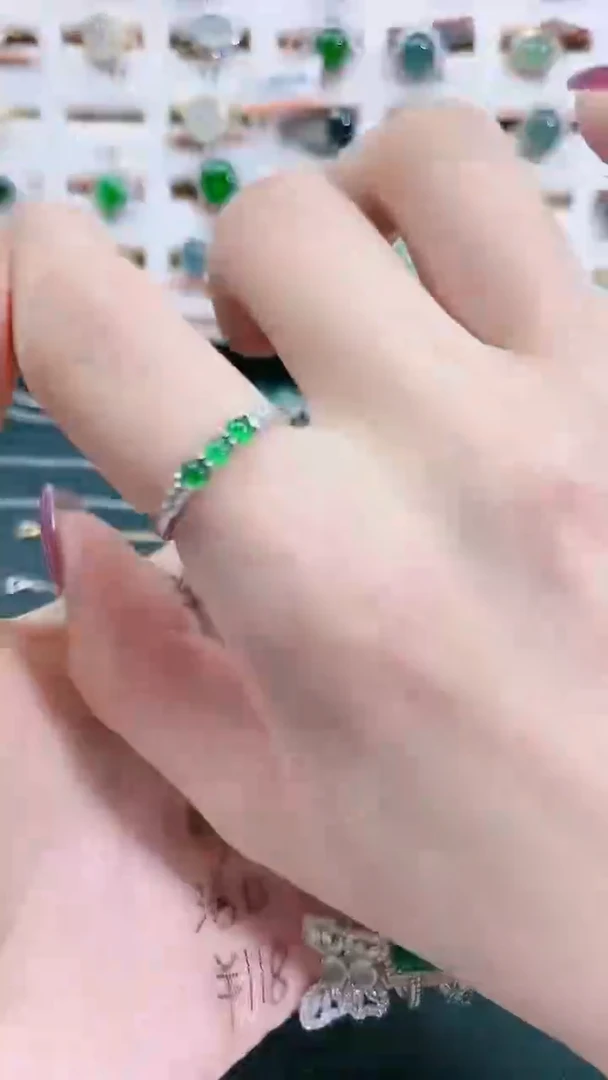 银S925镶嵌戒指翡翠天然翡翠
