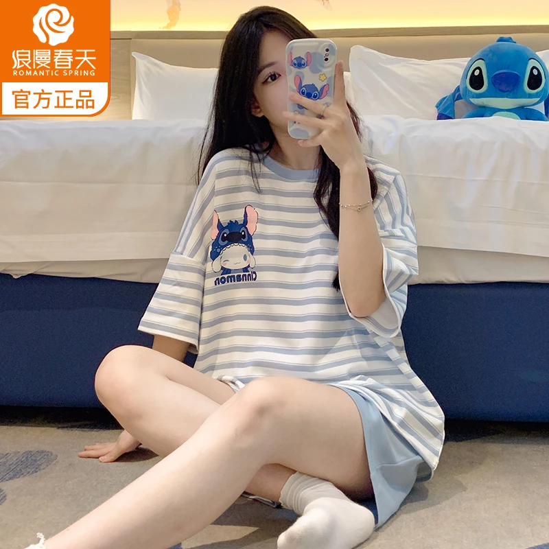 浪漫春天睡衣女夏季短袖短裤2025新款夏天薄款套装可外出穿家居服
