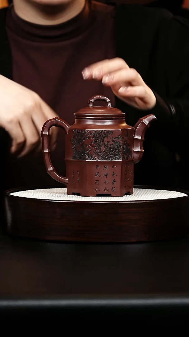 茶壶紫砂六方竹节
