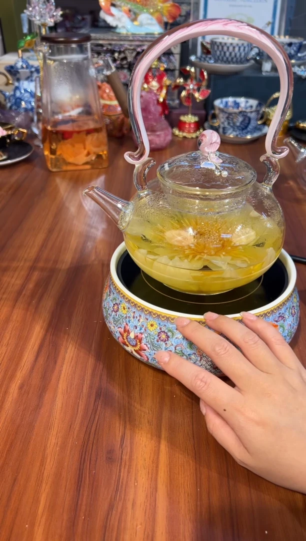 118晶焱凤尾提梁壶（粉）+渐变蝴蝶提溜