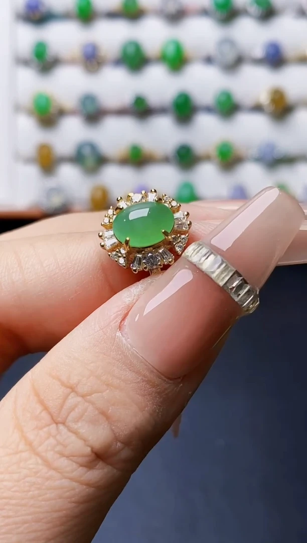 银S925镶嵌戒指翡翠3365