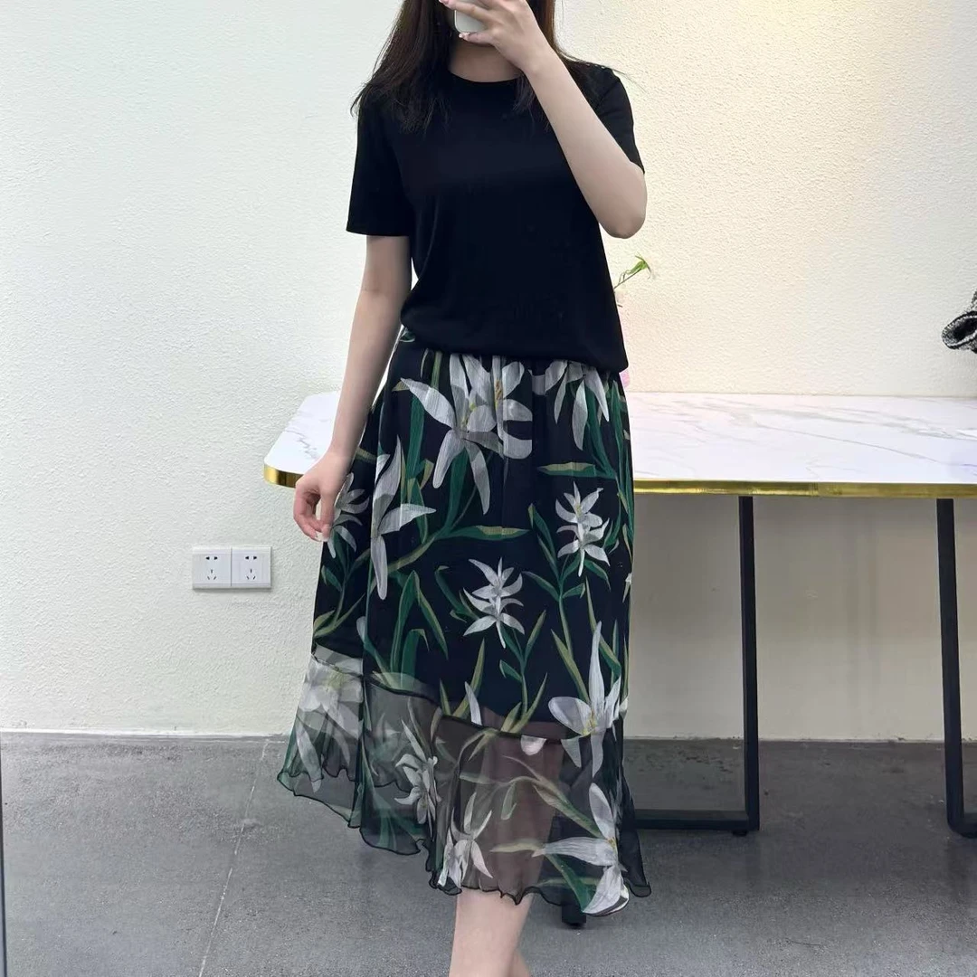 100%桑蚕丝半截裙25DAK0312