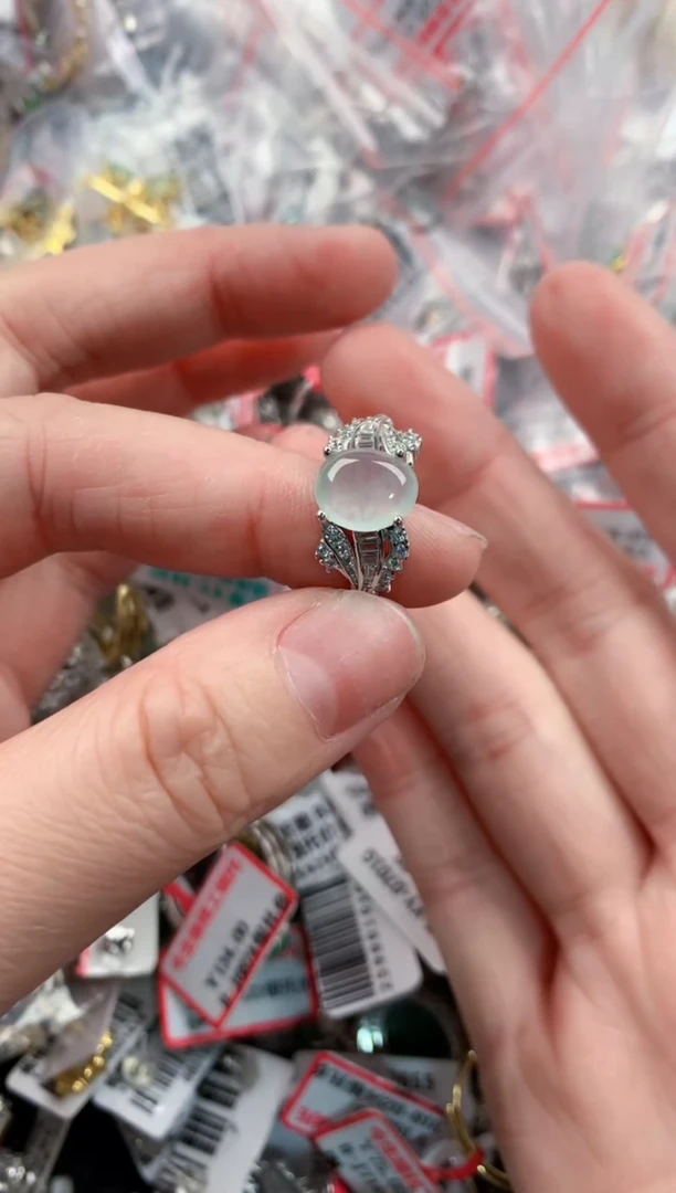 银S925镶嵌戒指翡翠3333----4