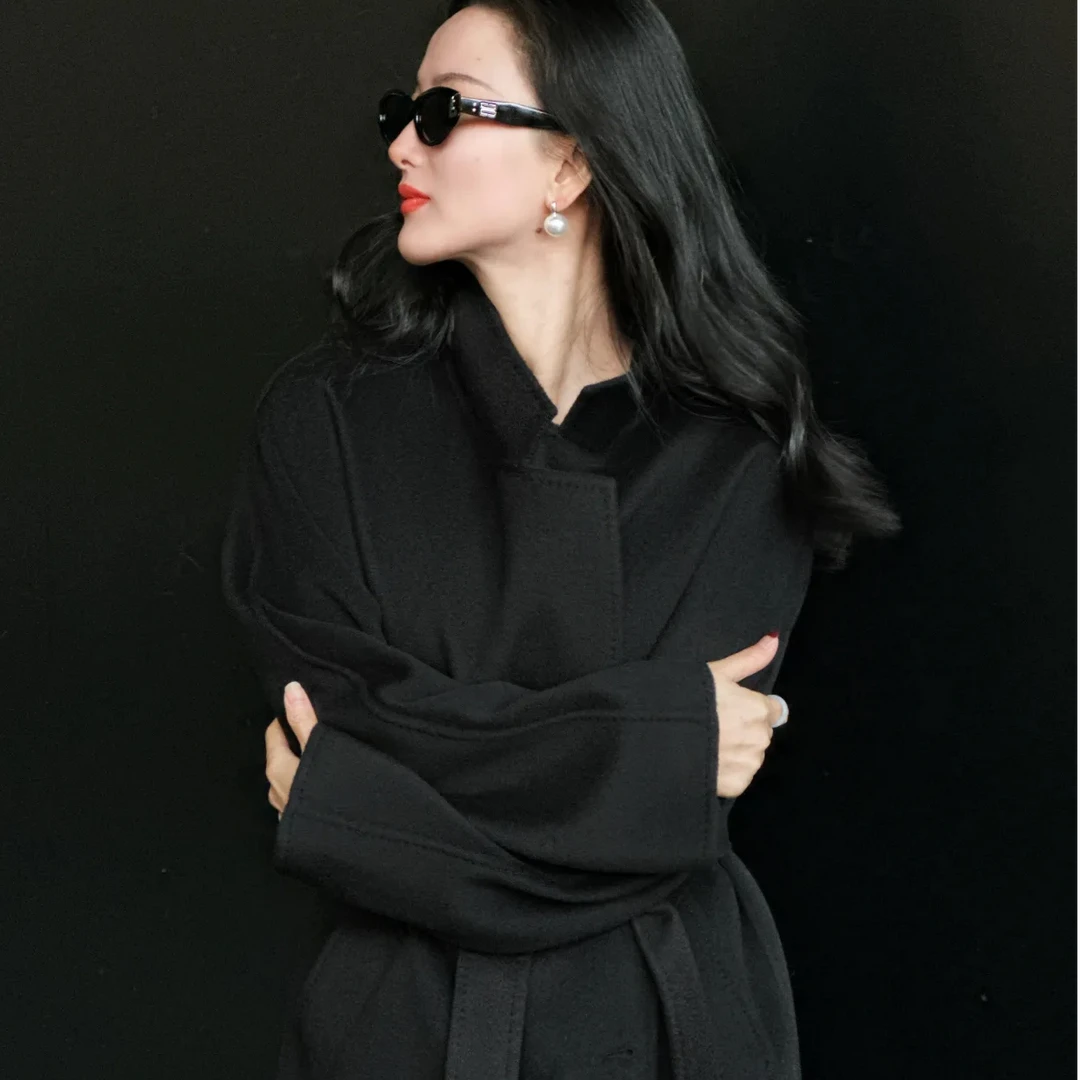 【100小山羊绒】经典101801大衣 14.48微米阿拉善双排扣大衣气质