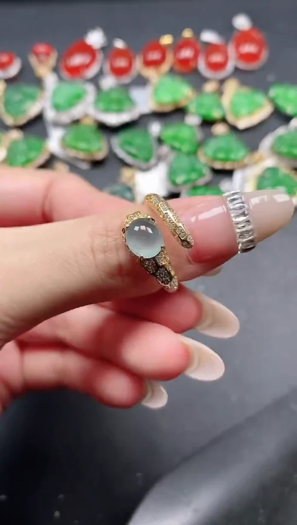 银S925镶嵌戒指翡翠51151