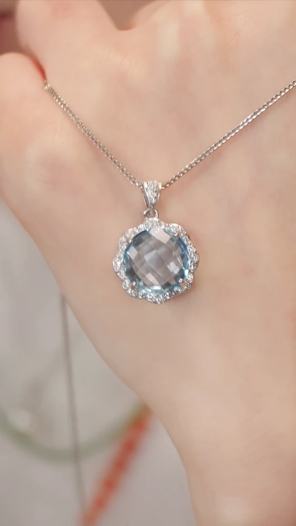 吊坠(赠链)银S925镶嵌托帕石2【】