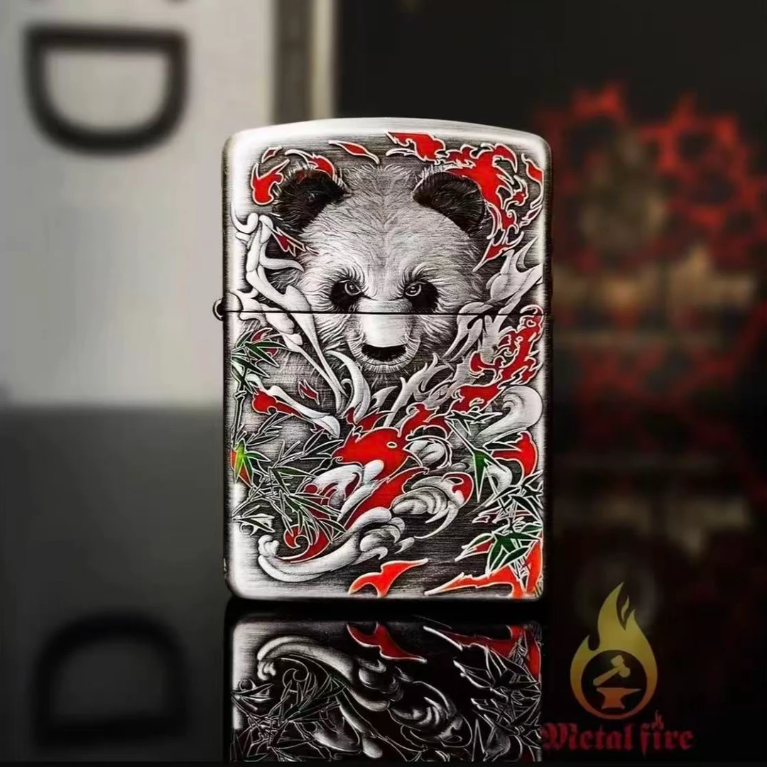 ZIPPO/之宝官方正品之宝防风打火机盔甲功夫熊猫五面雕刻男士送礼