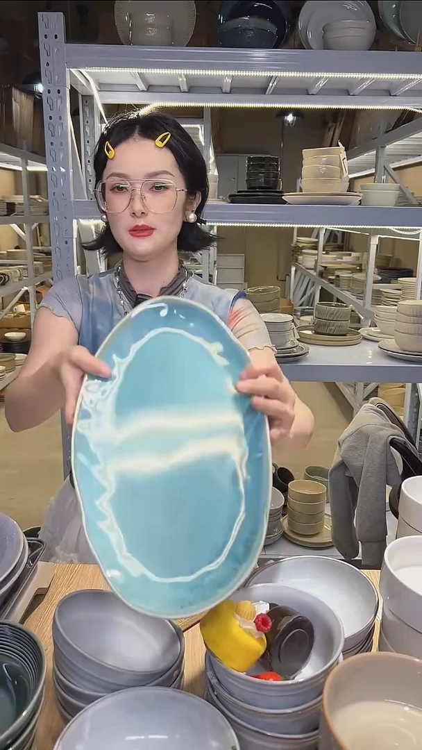 瓷187外贸尾货高温釉下彩陶瓷餐具默认微瑕