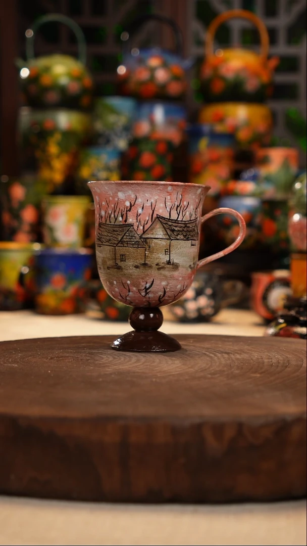 紫砂 油画釉下彩手绘