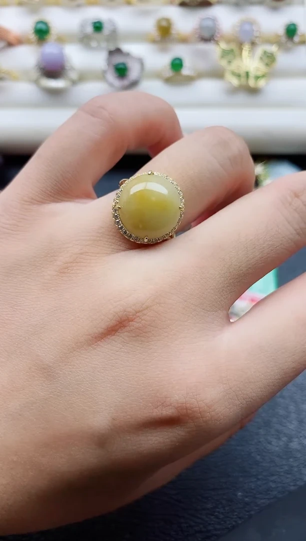 银S925镶嵌戒指翡翠1