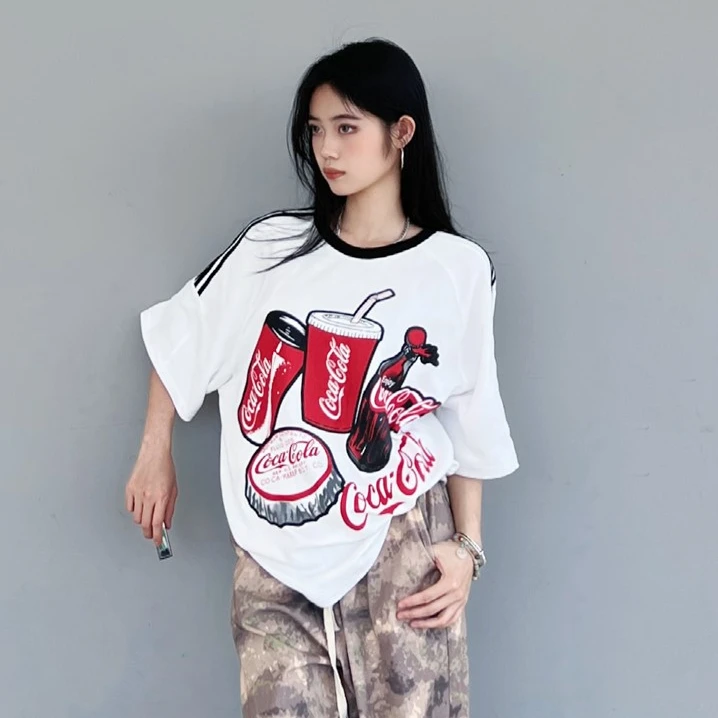 T恤【8301-8399】欧货显瘦宽松短袖潮酷国潮印花纯棉大T恤