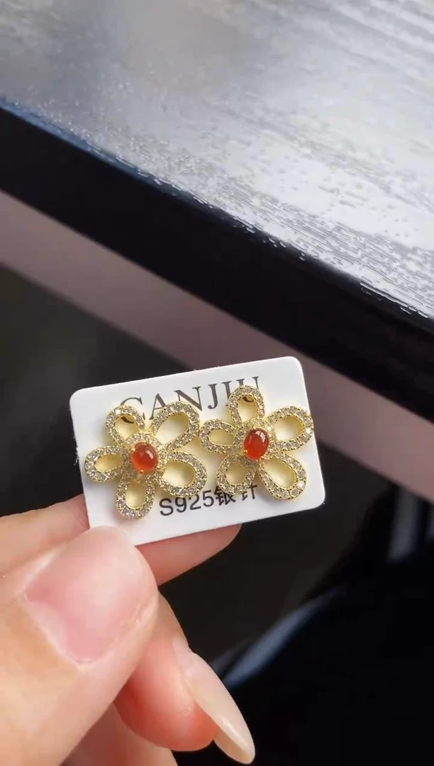 银S925镶嵌翡翠耳饰12