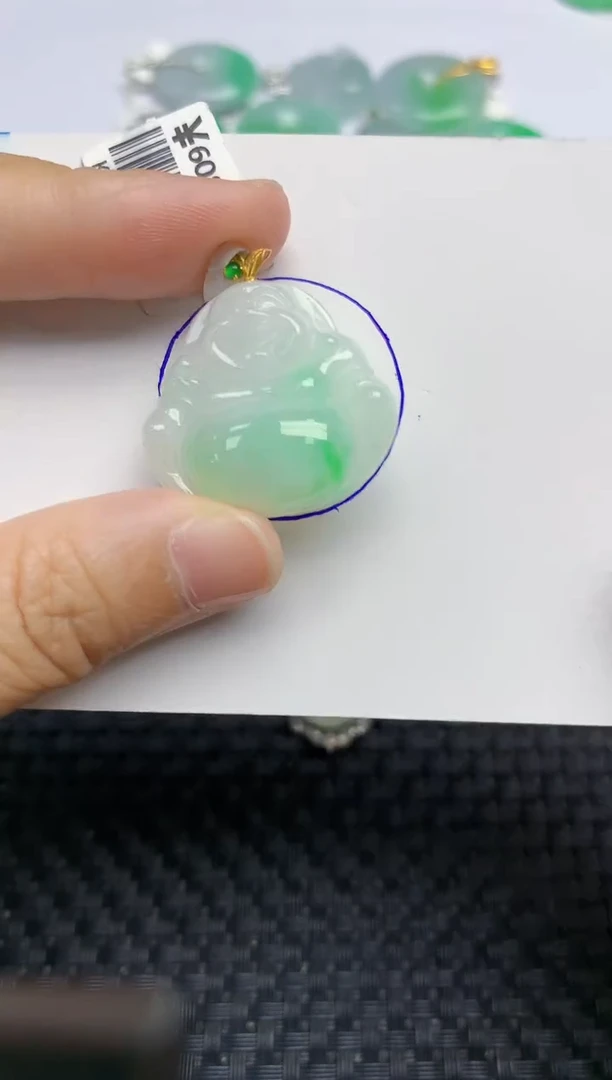 颈饰18K金镶嵌翡翠天然缅甸A货翡翠百元以上9元证书费自理