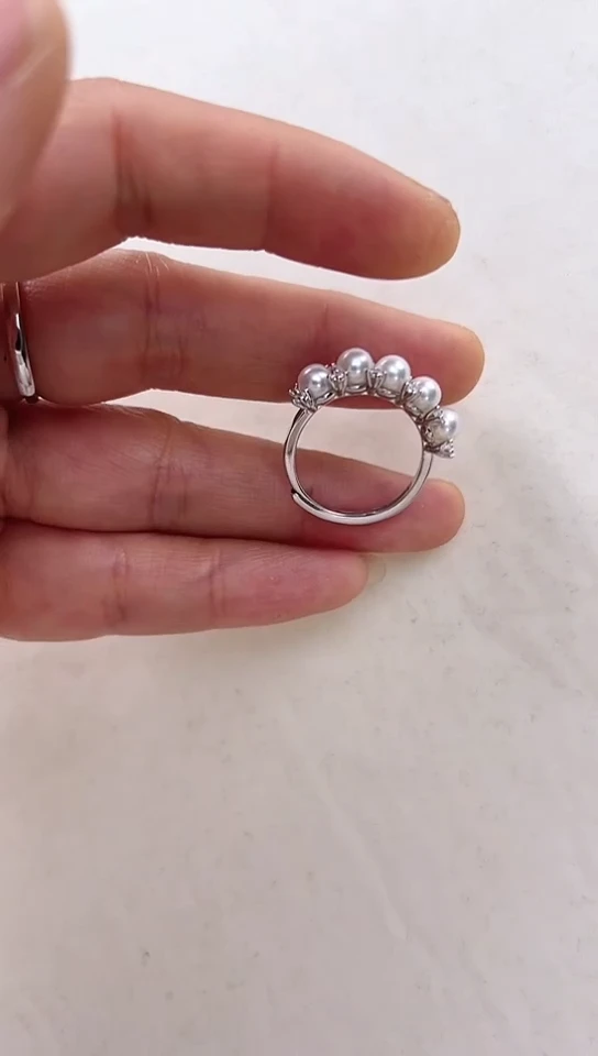 【闪购商品】淡水珍珠戒指银S925镶嵌五珠戒指