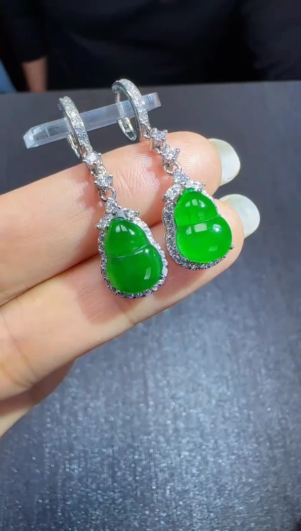 未镶嵌定制翡翠翡翠耳环21