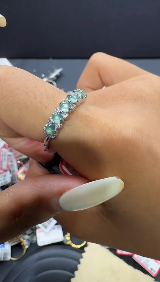 翡翠戒指银S925镶嵌戒指36