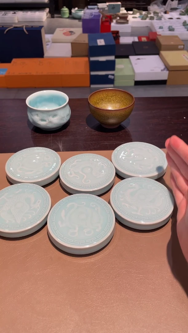 180窑承青瓷粉青盖置-开片