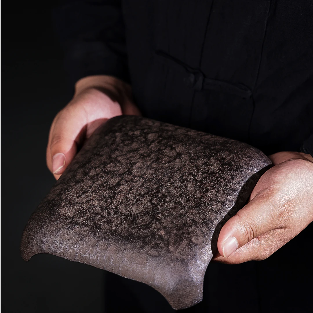 石头肌四方壶承茶托 铁架置物托（尺寸14*14cm）