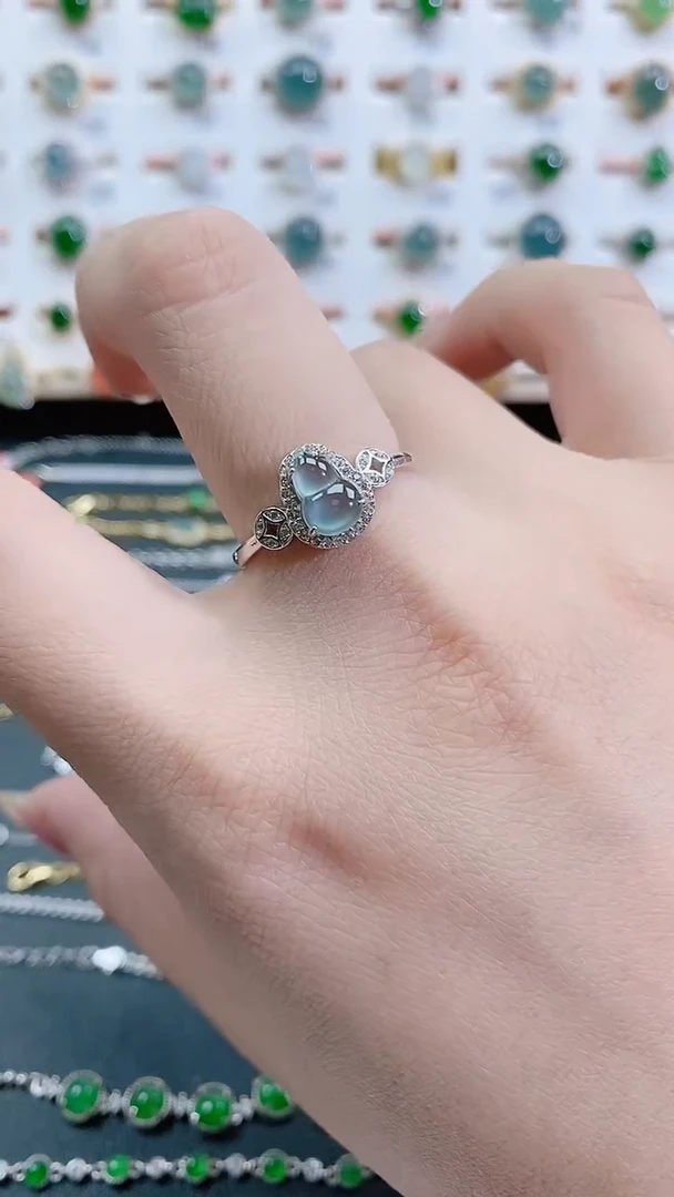 银S925镶嵌戒指翡翠天然翡翠