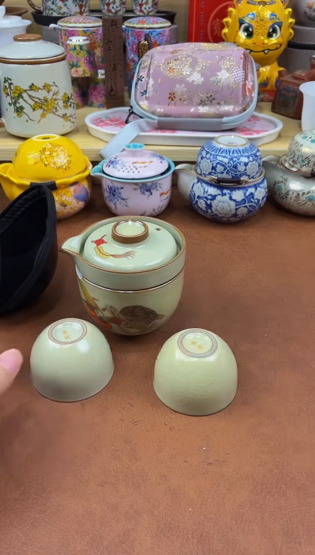 陶瓷茶具摆件旅行套组
