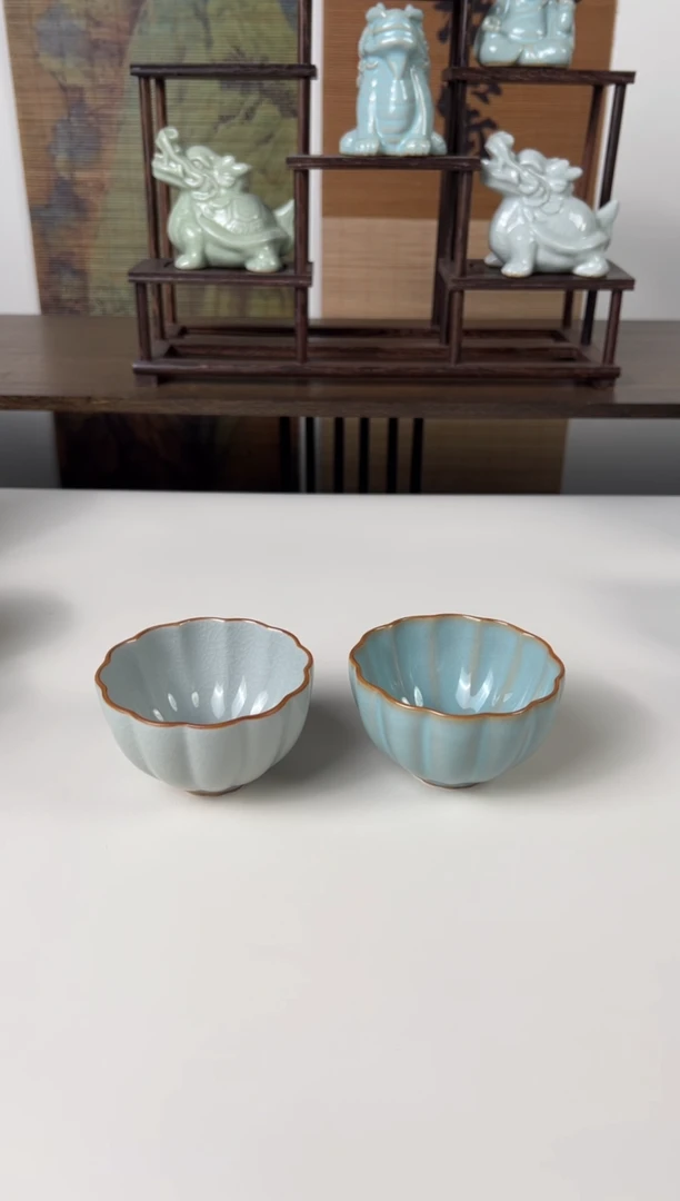 【闪购商品】杯运圈菊瓣杯天青+月白