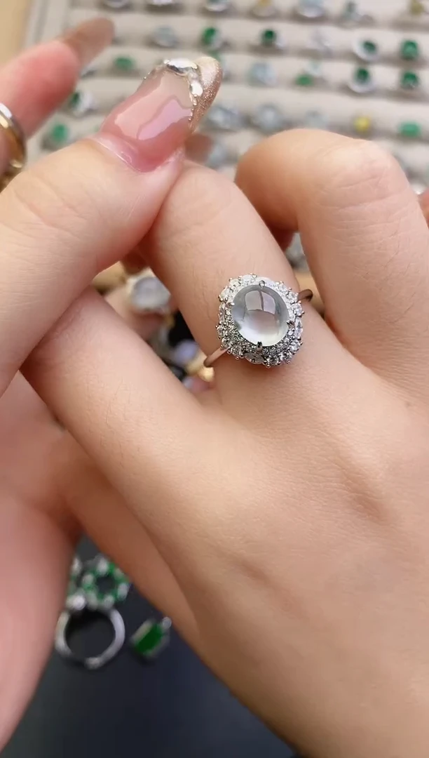 银S925镶嵌戒指翡翠0