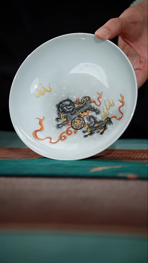 15-1墨彩双狮子壶承