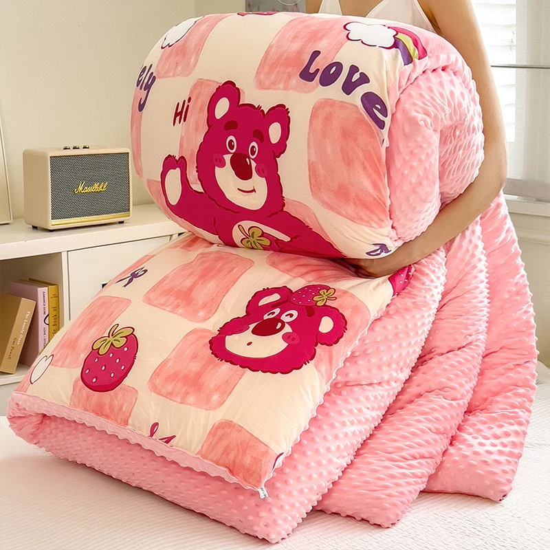 豆豆绒加厚冬被卡通保暖大被子200x230cm双人被宿舍专用秋冬被子