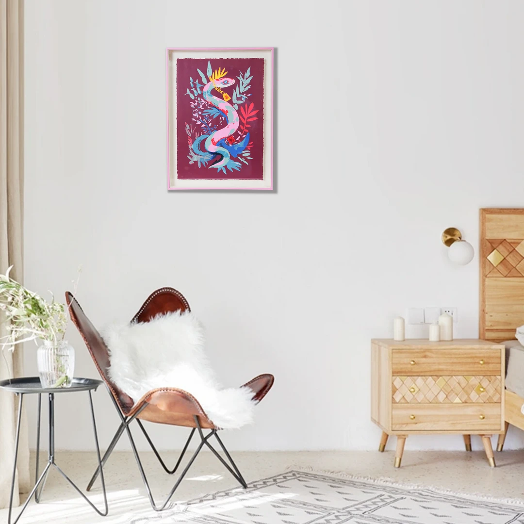 流动艺术 Vita 丝网版画《灵蛇吸金》 29cm×41cm 卧室 书房摆件