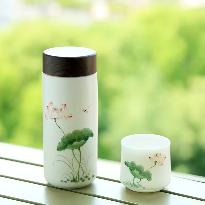 女神特供·全网低价景德镇陶瓷保温杯商务礼品水杯茶杯车载礼盒装