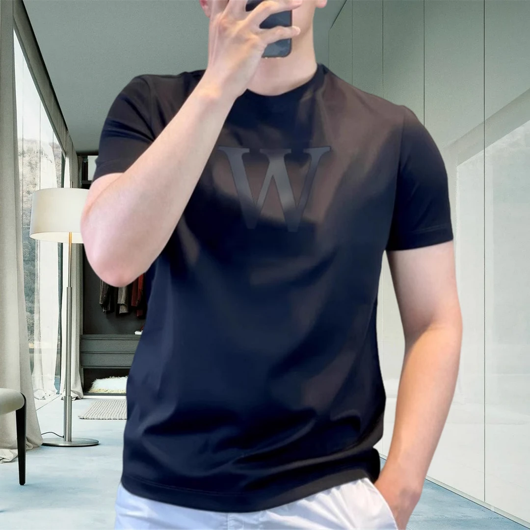 欧洲站2025新款高品质时尚圆领短袖潮牌t恤夏季宽松内搭上衣男