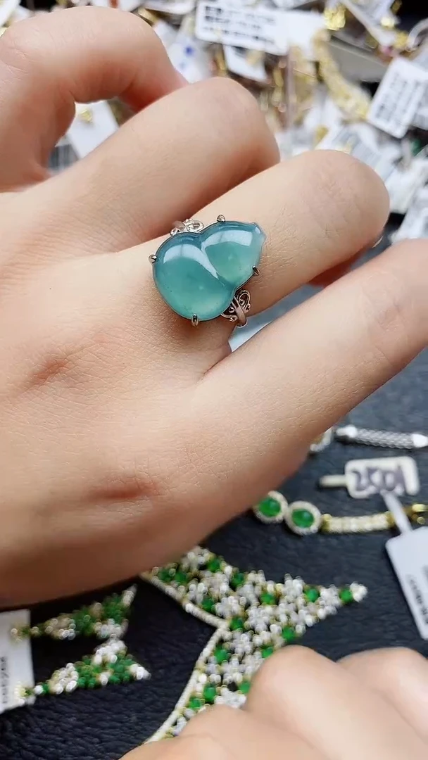 银S925镶嵌戒指翡翠1